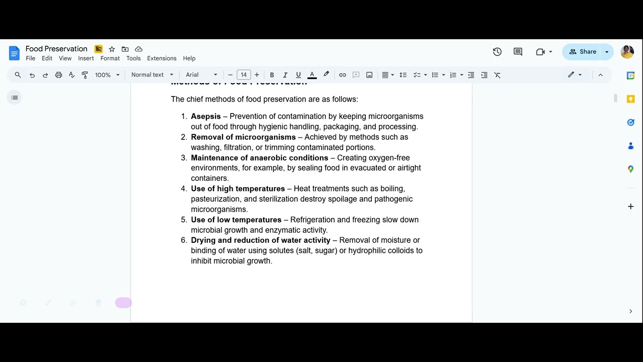 Food Preservation   : definition and  methods of preservation