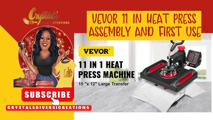 VIVOHOME Upgraded 8 in 1 Combo Multifunctional Swing Away Clamshell  Printing Sublimation Heat Press Transfer Machine for T-Shirt Hat Cap Mug  Plate 15 x 12 Inch Red 