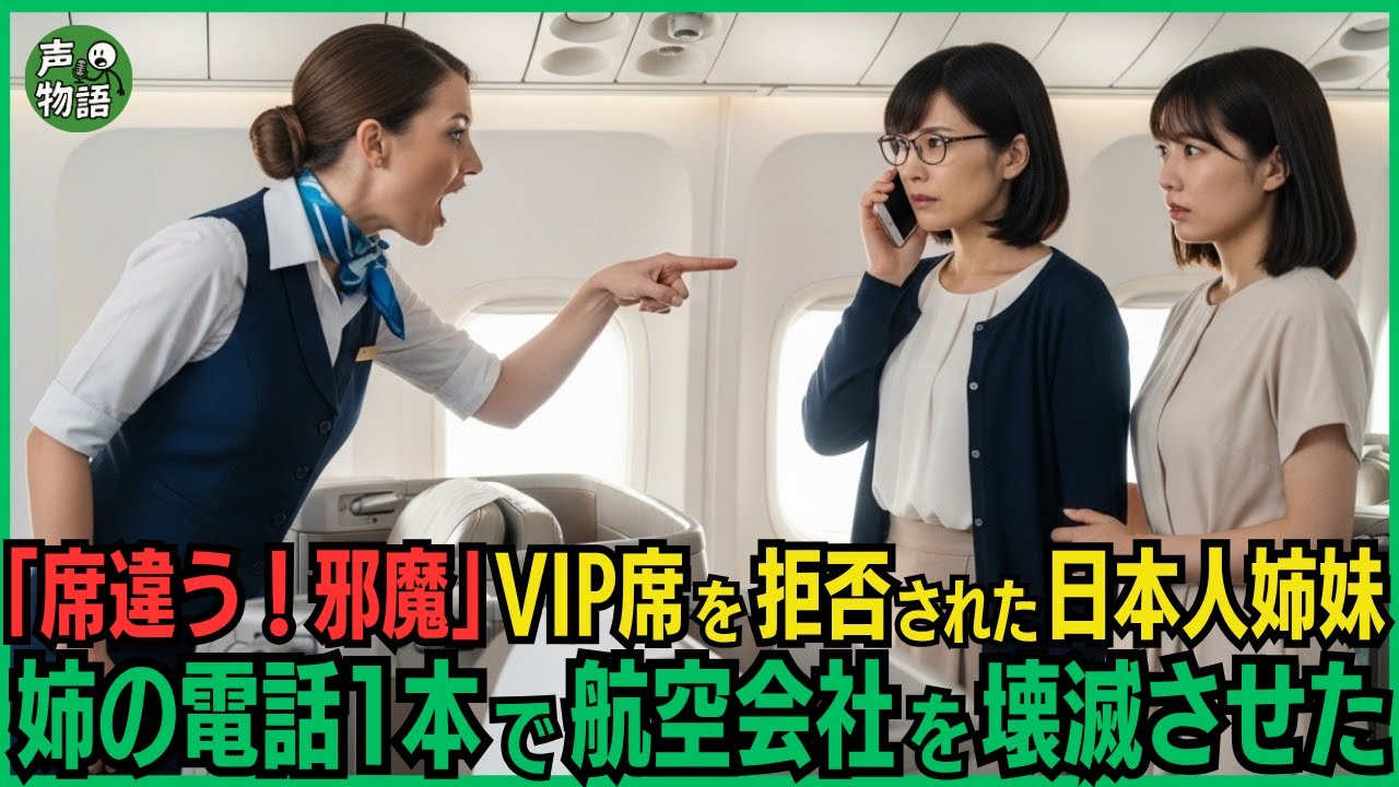 「席が違う！邪魔だ！」金髪アメリカ人の客室乗務員にファーストクラスを拒否された日本人姉妹。姉の電話1本で航空会社を壊滅させることになった