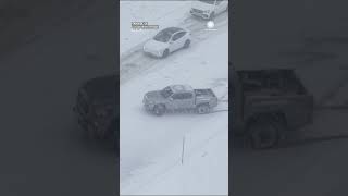 California Highway Patrol Pushes & Pulls Cars Out Of Snow