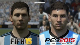 FIFA 15 vs PES 2015 ARGENTINA (National Team) Face Comparison (Messi, Tevez, Aguero)