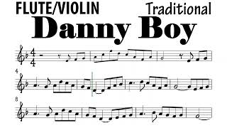 Video thumbnail of "Danny Boy Londonderry Air Flute Violin Sheet Music Backing Track Play Along Partitura"