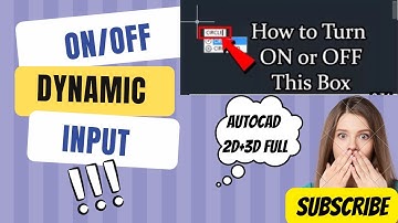 Dynamic input in AutoCADl How to turn off & turn on Dynamic input in autocad