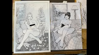 Drawing Nude Katchoo in Lake Como