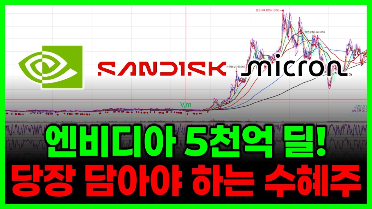 엔비디아 5천억 딜! 당장 담아야 하는 수혜주 ( 샌디스크 마이크론 엔비디아 테슬라 SOXL