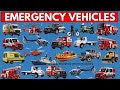 Learn Emergency vehicles name for kids with fun vocabulary! Police car, fire truck, rescue cars🚨🚨