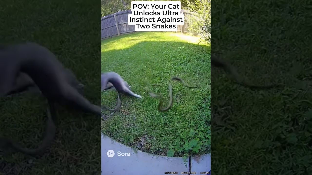 2 SNAKES VS CAT CAUGHT ON RING CAMERA!! **MUST SEE**