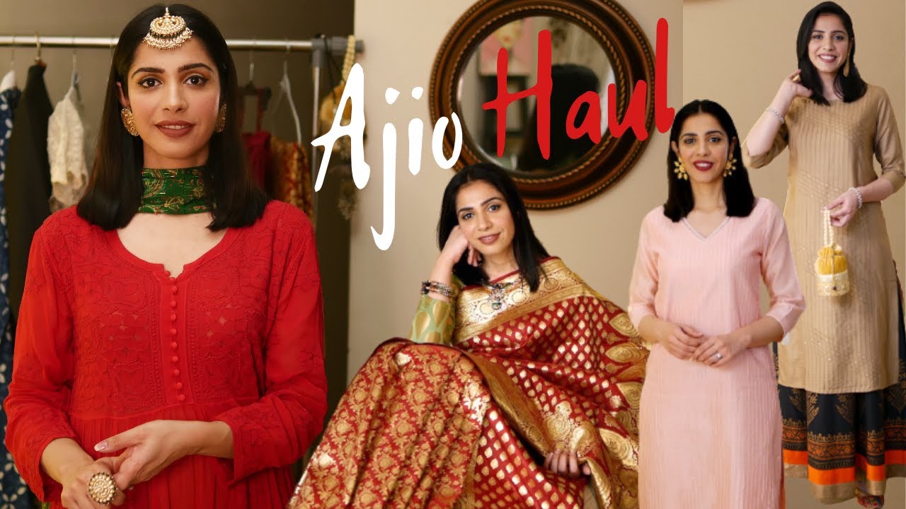 Ajio Haul Kurtis, Sarees for Weddings & Festivals + Giveaway