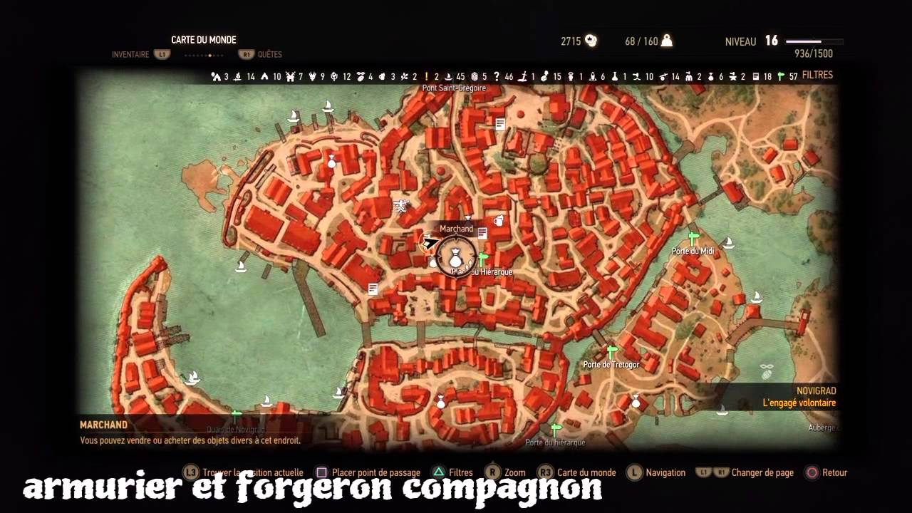 THE WITCHER 3 [fr] astuces " la meilleur sacoche " où vendre vos trophées etc