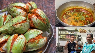 झणझणीत वांग्याची भाजी || jhanjhanit vangyachi bhaji ||bharva mirchi fry 🤤