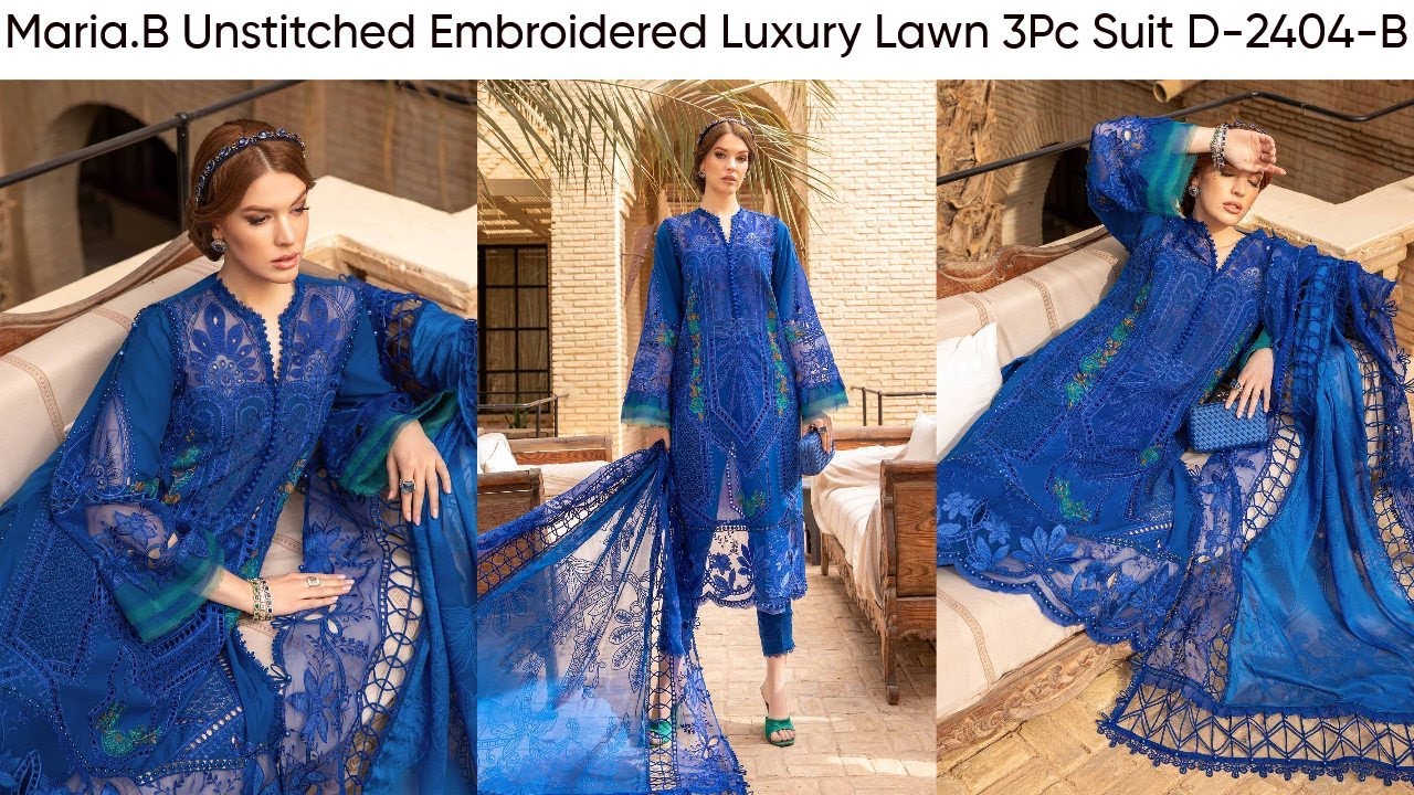 Maria.B Luxury Lawn Embroidered 3 Piece Unstitched Suit D-2502-B