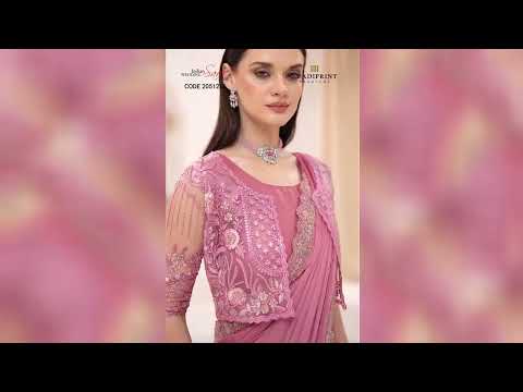 Shimmer Wedding Saree in Pink and Majenta with Thread Work - 2051266
