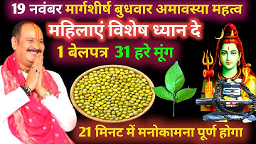 19 नवंबर को मार्गशीर्ष बुधवार अमावस्या के महत्व 1 बेलपत्र और हरे मुंग वाला उपाय जरुर करें #pradeepji