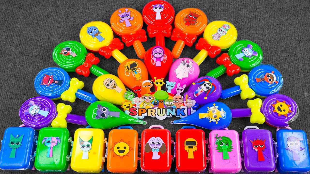Incredibox Sprunki Slime Surprise! ASMR Clay Unboxing Characters in Rainbow Suitcases & Heart