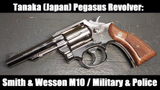Tanaka Smith & Wesson M10 / M&P (Military & Police) Pegasus Airsoft Revolver, Nickel, S&W Holzgriffe