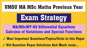 Exam Strategy VMOU MAMScMT 03 l VMOU MA MSc Maths Important Questions Units l @FUTURE FIRST CLASSES