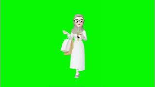 Green screen animasi bergerak | Muslimah berjalan