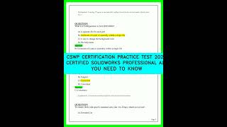 CSWP CERTIFICATION PRACTICE TEST 2026 CERTIFIED SOLIDWORKS PROFESSIONAL ALL YOU NEED TO KNOW