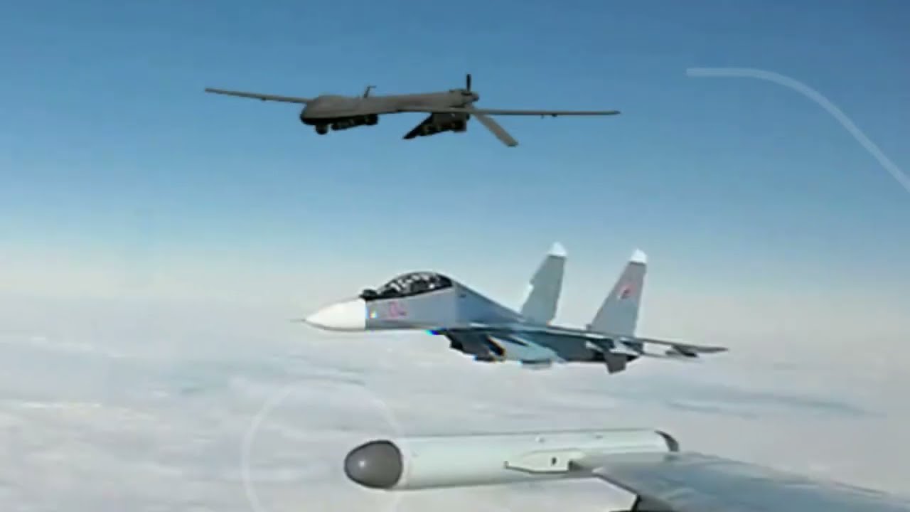 Дрон Сша в плотную подлетел к Российскому истребителю 