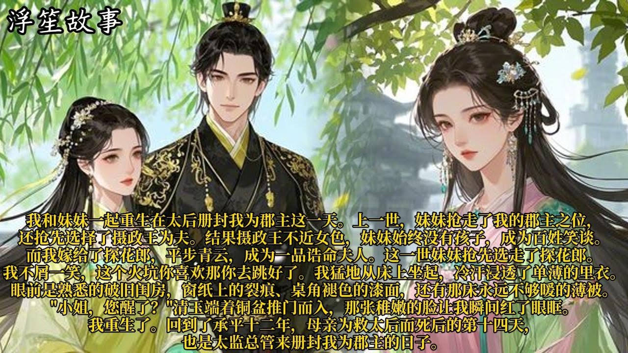 我和妹妹一起重生在太后册封我为郡主这一天。上一世，妹妹抢走了我的郡主之位，还抢先选择了摄政王为夫。#重生 #大女主 #复仇 #宫廷 #夺权 #古风 #小说