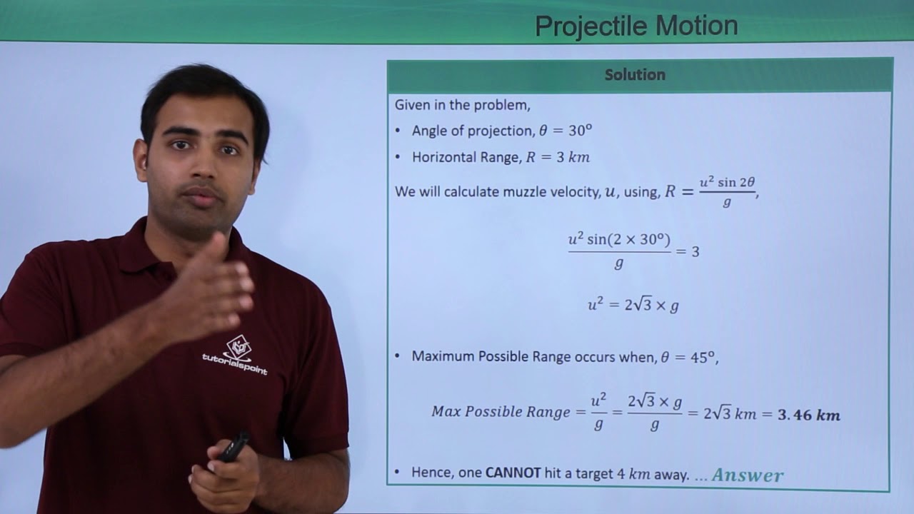 Class 11th Projectile Motion Problem Example3 Motion in a Plane