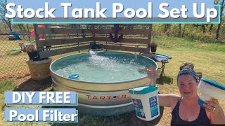 Stock Tank Pool Set Up: Spring Start Up |Cleaning Stock Tank Pool| Setting Up for Summer Plunge Pool