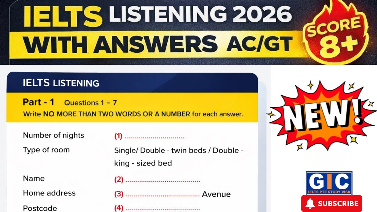 Numbers of Nights IELTS Listening Real Test With Answers  | AC/GT | Band 8+ 