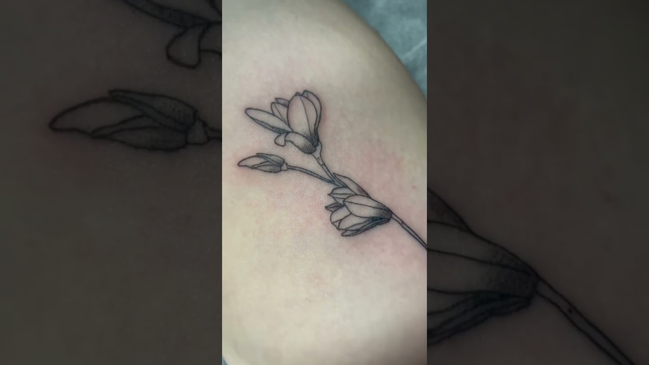 Magnolia Flower Fine Line Tattoo 