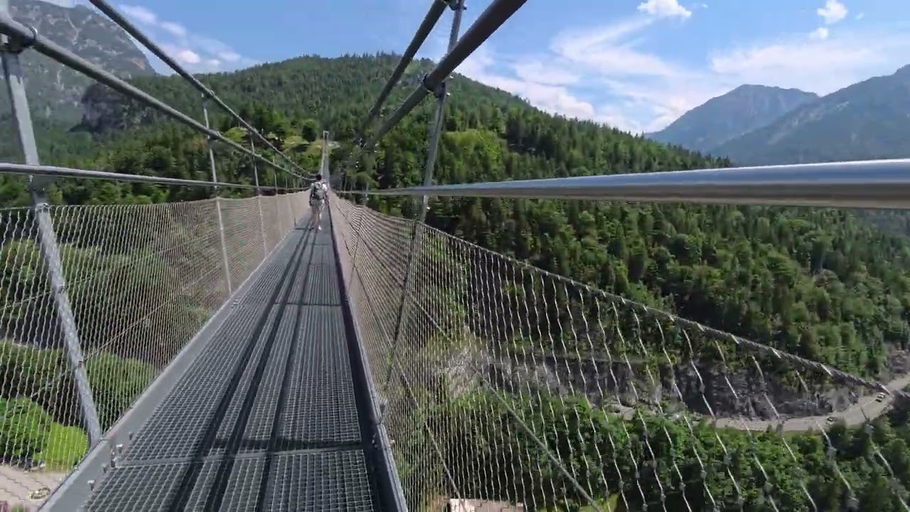 Highline 179 walk across the bridge (Austria) - 4K