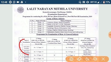 LNMU part 3 exam routine 2019 | Lalit Narayan Mithla University part 3 Routine 2019 | LMNU |