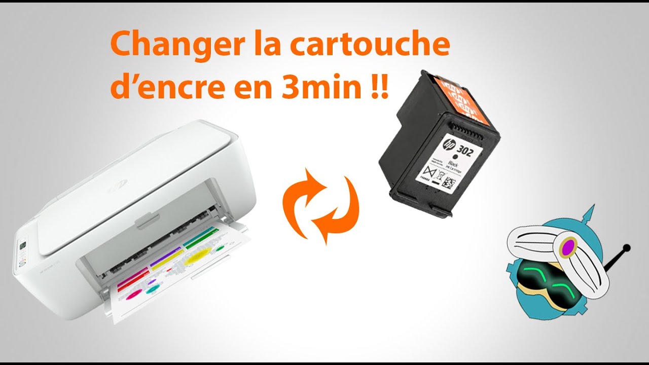 astuce : comment en 3min changer la cartouche d'encre HP : ( 302, 305