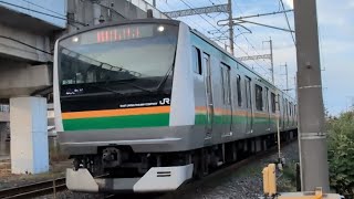 E233系3000番台.E-10編成+E-53編成が湘南新宿ライン.横須賀線直通.快速.逗子行きとして小山〜間々田間を通過するシーン‼️