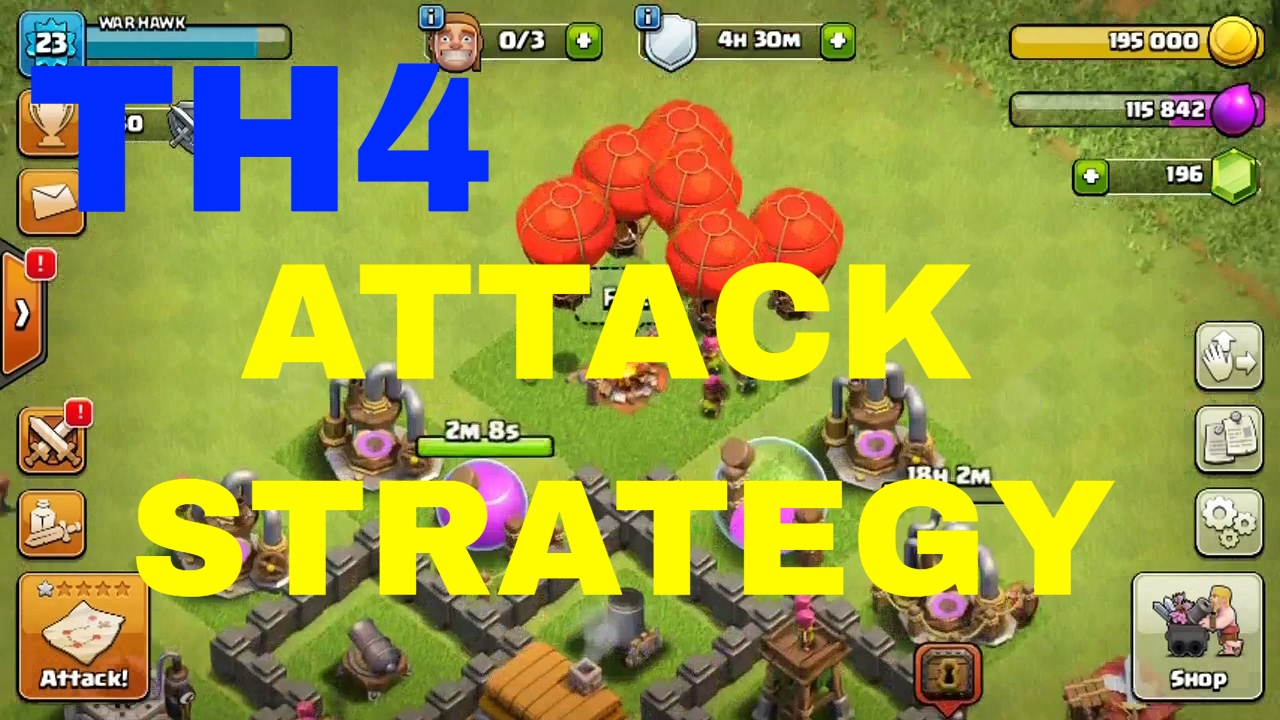 Clash of Clans:  TH4 Attack Strategy-balloons+live attack