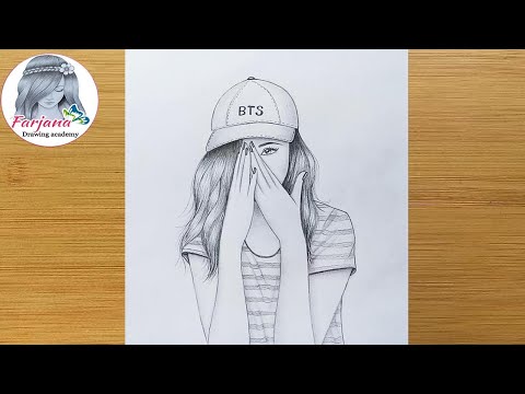 Creative Drawing - Pencil sketch, How to draw a girl with School bag