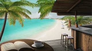 Beach Cafe Ambience With Relaxing Coffee Shop Music, Ocean Waves, Soft Chatter