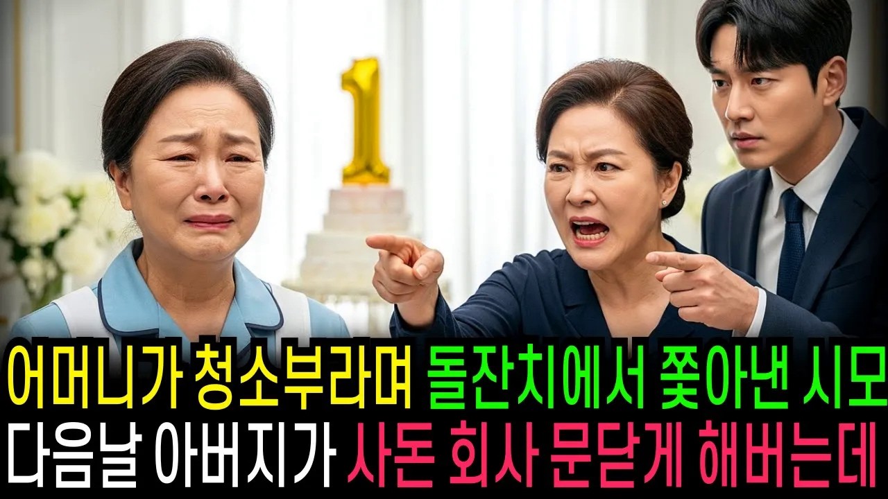 친정 엄마가 청소부라며 손주 돌잔치에서 쫓아낸 시댁 식구들 아버지가 사돈댁 회사 문닫게 하는데...   [반전사연]   [오디오북]
