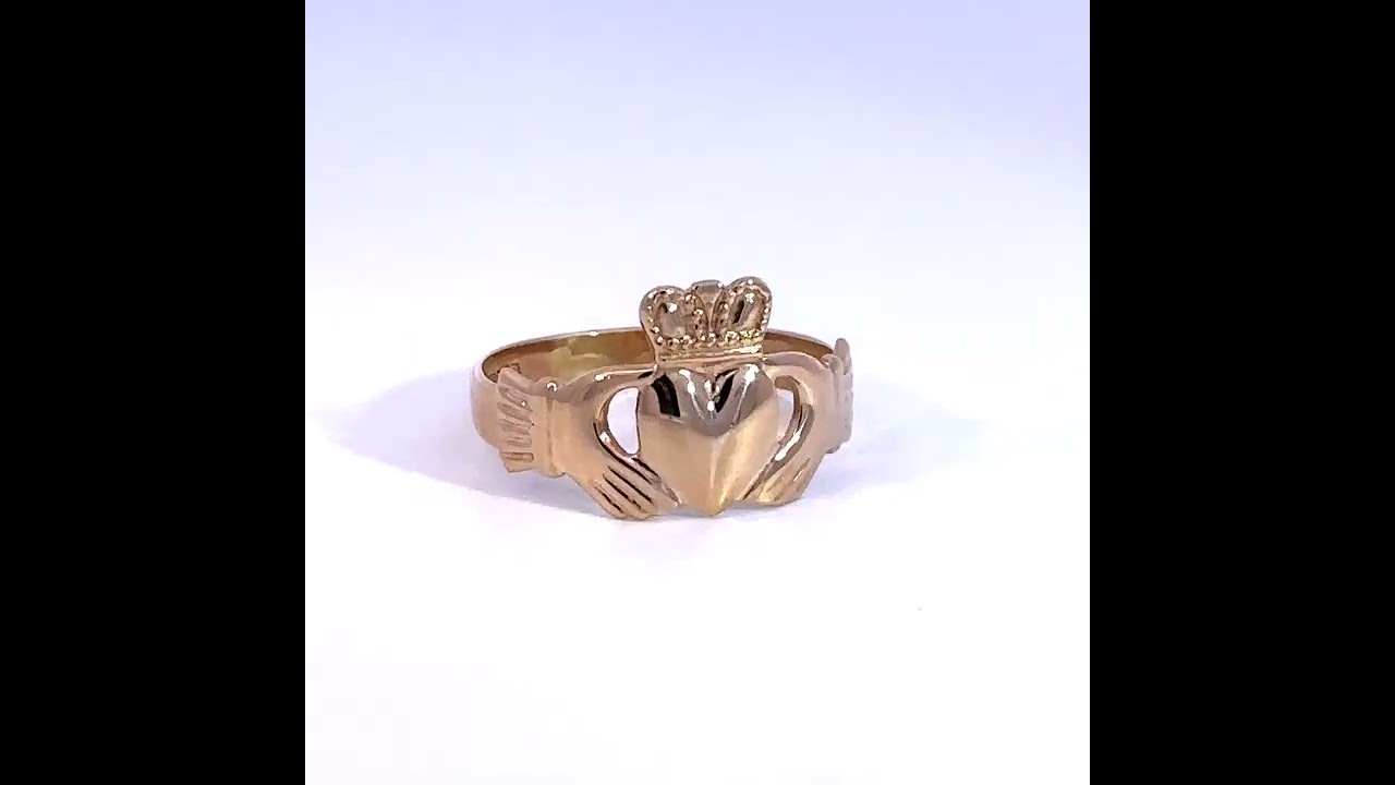 Claddagh Ring Gelbgold 585 Hände Herz Krone Verlobungsring Vintage