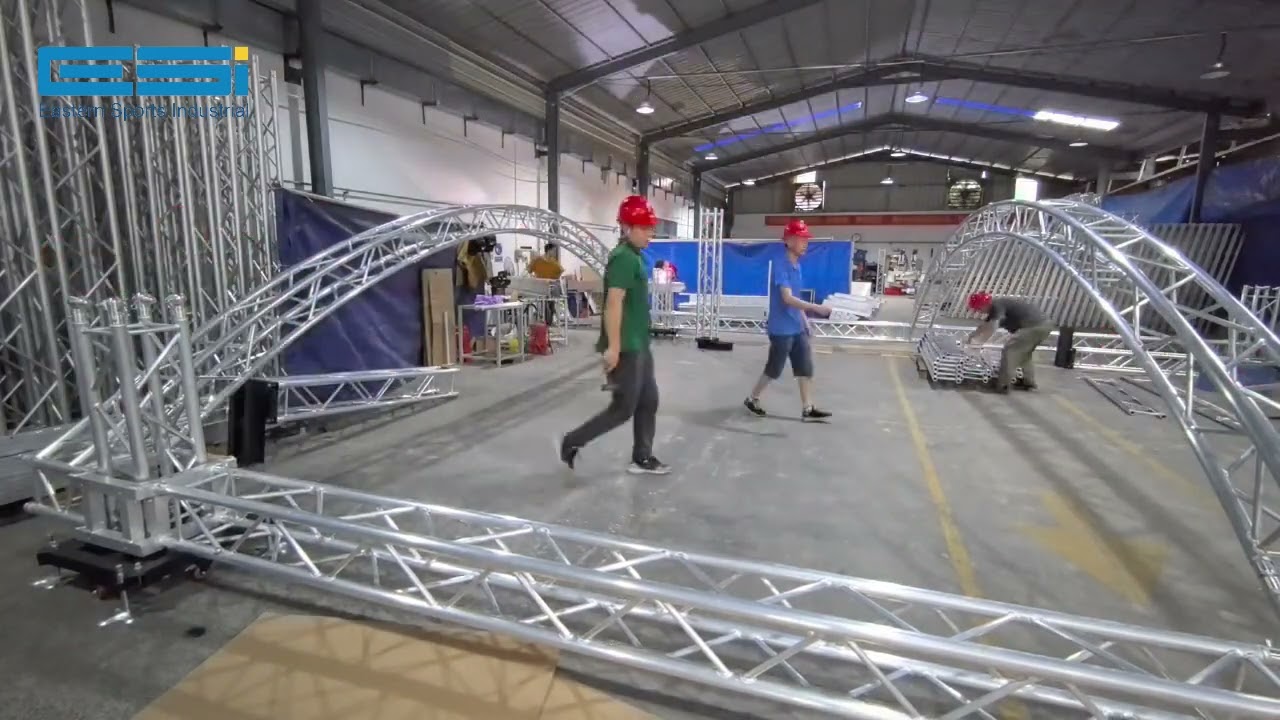 8*8*6 arched F34 spigot truss setup video from ESI stage,truss manufacturer