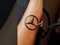 Mercedes Benz Logo Tattoo On Wrist Black Gel Pen Art Tattoo Temporarytattoo Art Mercedes 