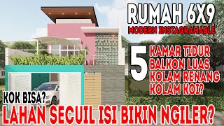 Desain rumah 6x9 dengan 5 kamar tidur dengan konsep instagramable