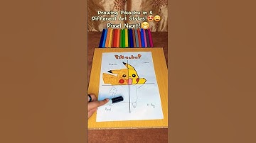 Drawing Pikachu in 4 Dofferent Art Styles Part 3: Pixel #anime #challenge #art #funny #pokemon #cool
