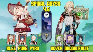 C1 Klee Pure Pyro & C6 Kaveh Dragonfruit | Spiral Abyss Version 4.6 | Genshin Impact