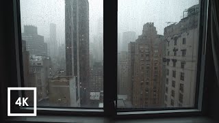 Manhattan View - City Rain Open Window City Sounds In New York City | 4K Asmr