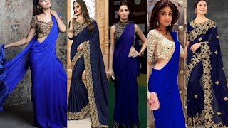 Royal Blue Saree Designs 202223.Party Wear Blue Saree Collection.dark Blue Saree Design Ideas.