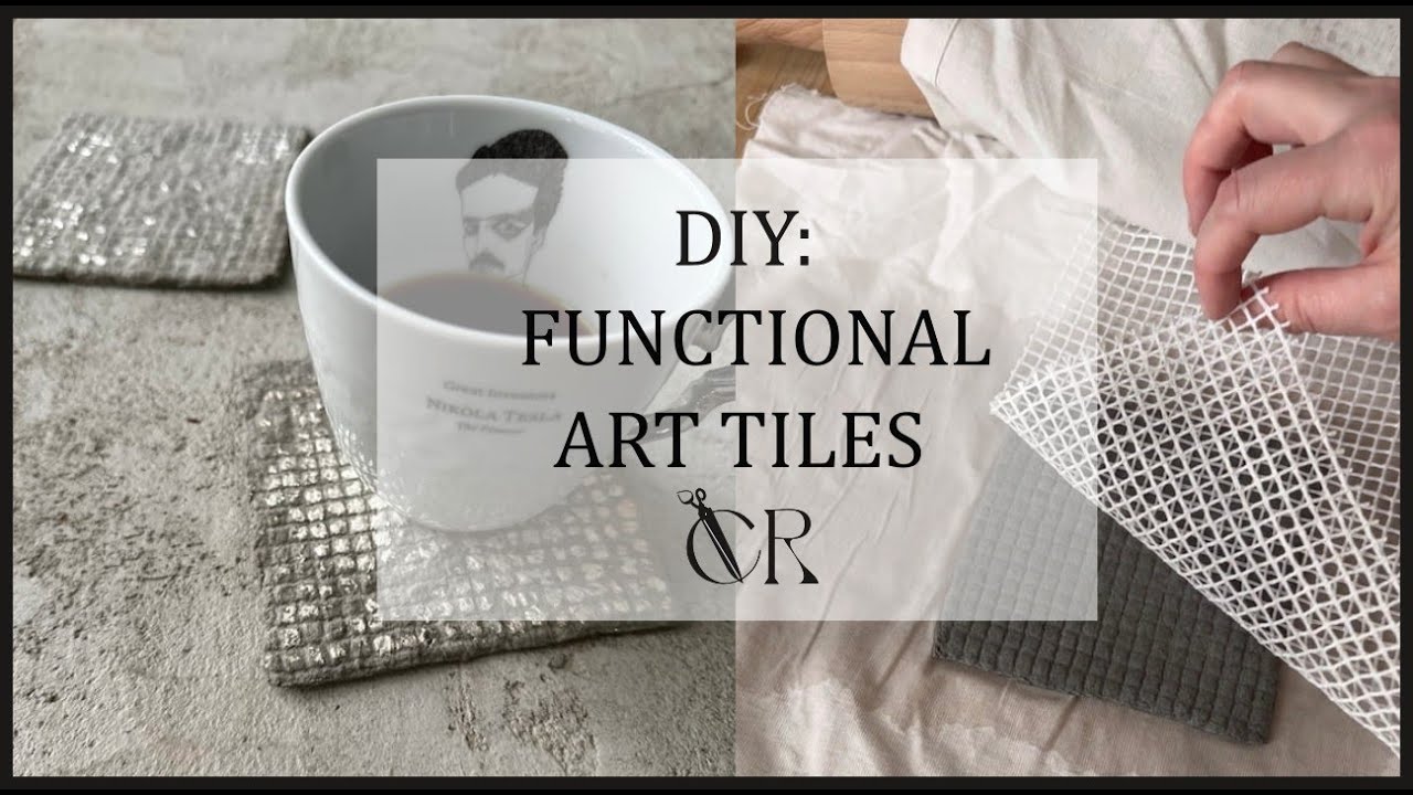 DIY Functional Art Tiles Coasters,Wall Decor | Concrete-Look Texture + Silver Leaf