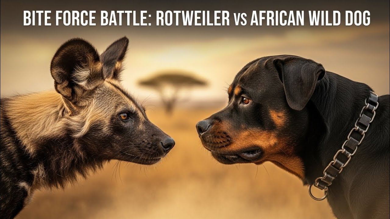 "Who Has the Strongest Bite? Rottweiler vs African Wild Dog"