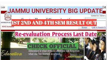 1st sem result out jammu university| Re-evaluation Form Process|2nd 4th sem result|Addainfogyan