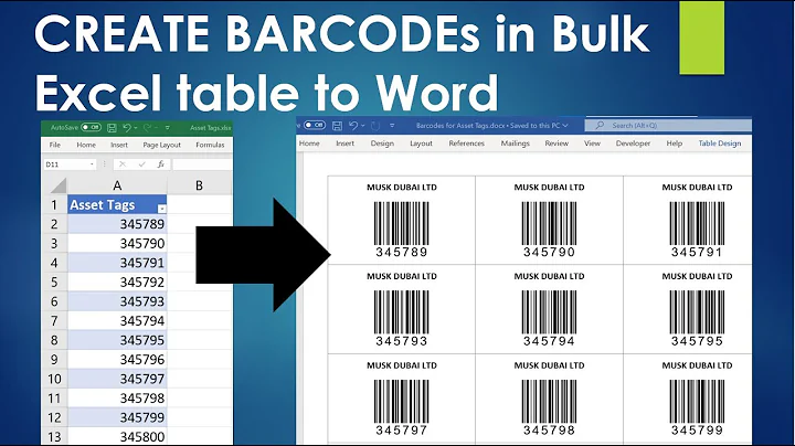 Generate Barcodes in Bulk | Excel table to Barcodes in Word | QR Codes | How to generate Barcode