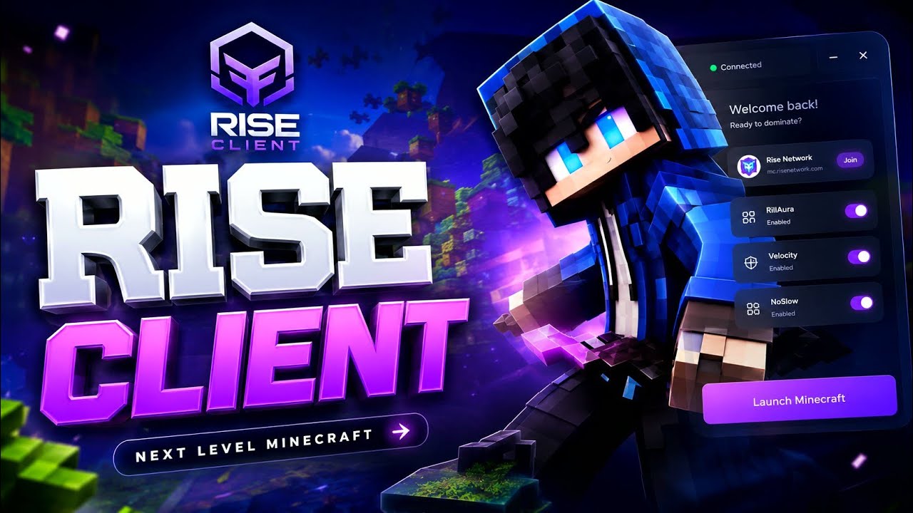 Thumbnail for Rise Client - The Best Free Minecraft Hacked Client for Java in 2026! (1.8.9 - 1.21.11+)