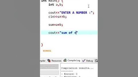 Sum of two integer Number in C++ language simple program || #shorts #programming #coding